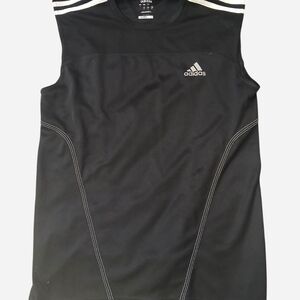 adidas Black Sleeveless Climalite Workout Tank with White Logo